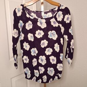 Floral Purple Women's Top XS